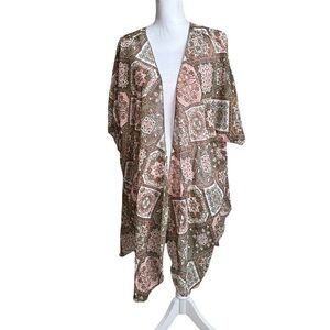 Liberty Love Multicolored Open Front Cover Up Size 2XL